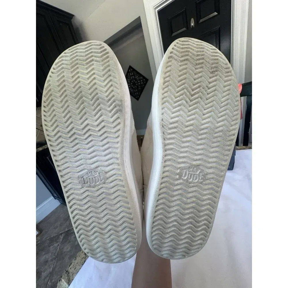 Hey Dude Womens Hudson Lift Platform Sneakers White Casual Shoes size 8